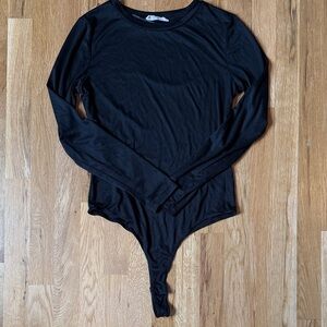 Elodie Thong Back Black Bodysuit